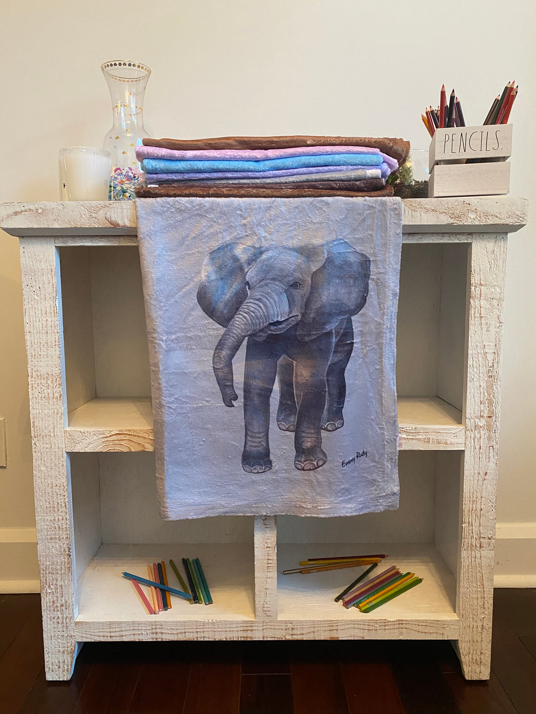 Elephant Light Gray Baby Blanket