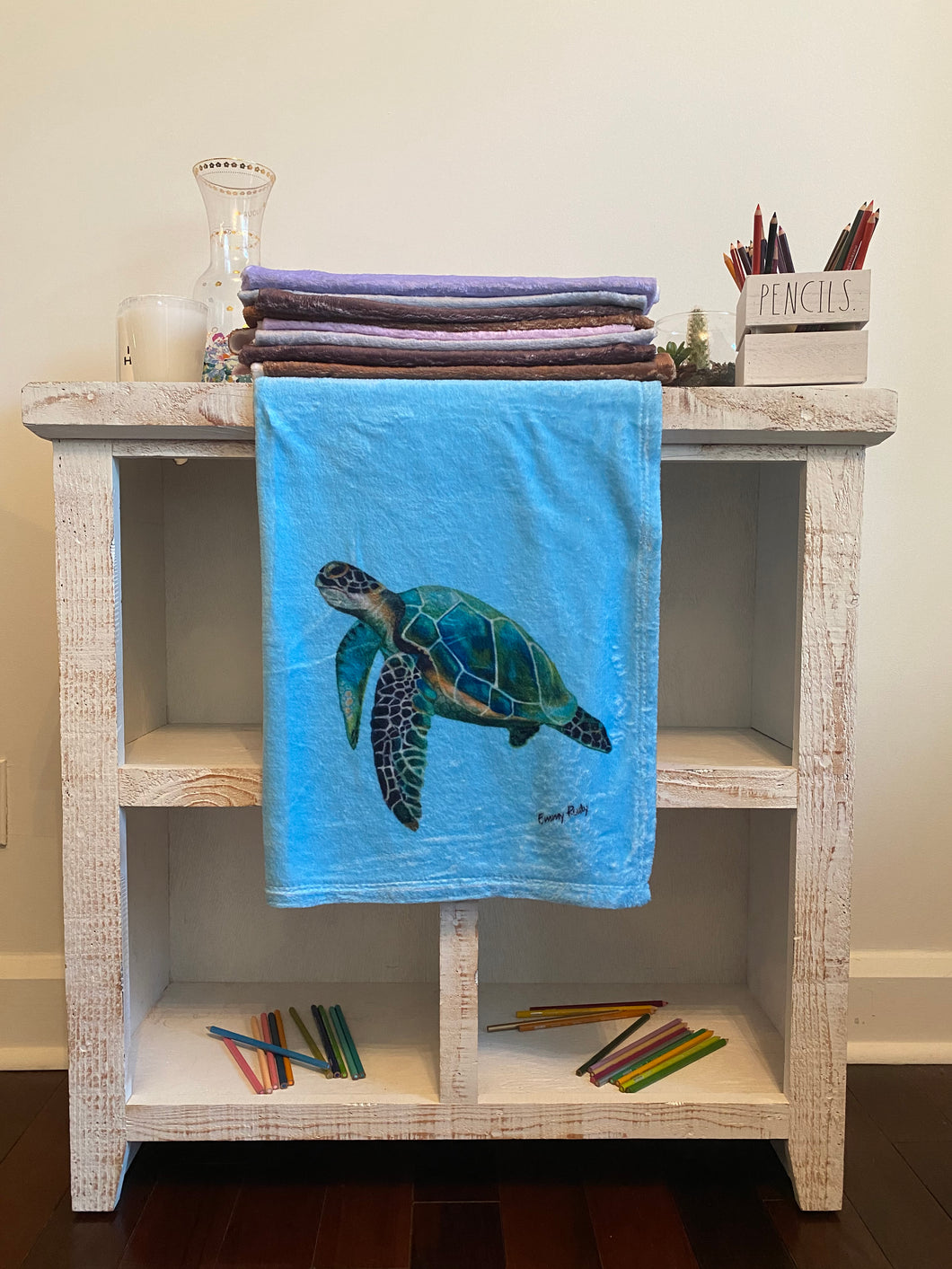 Sea Turtle Blue Baby Blanket